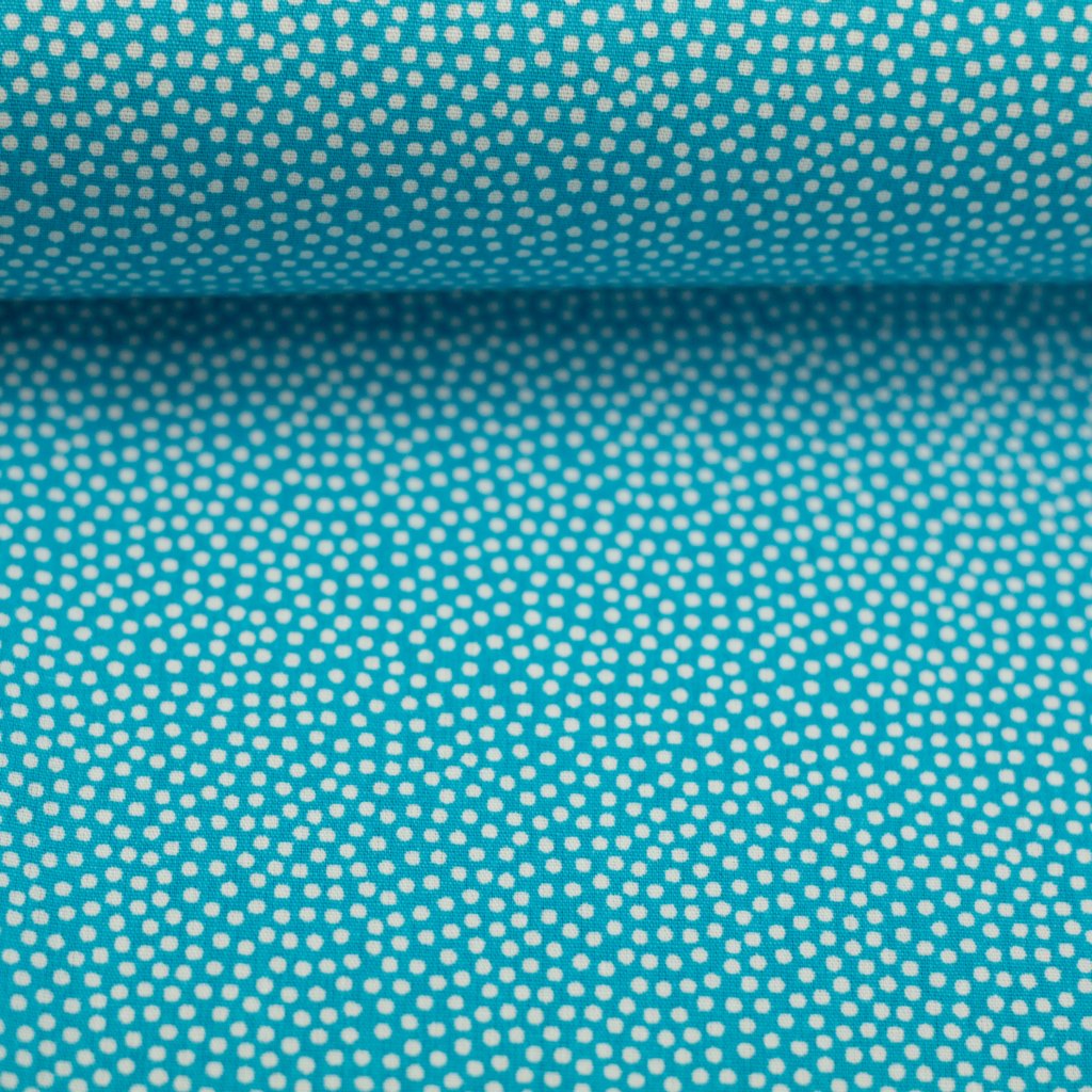 Webware - Baumwolle - Swafing - Dotty - Punkte in Weiß auf Aqua