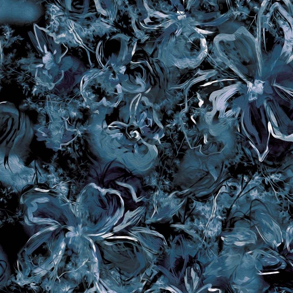 French Terry - Sommersweat - Digitaldruck - Blumen auf Marine