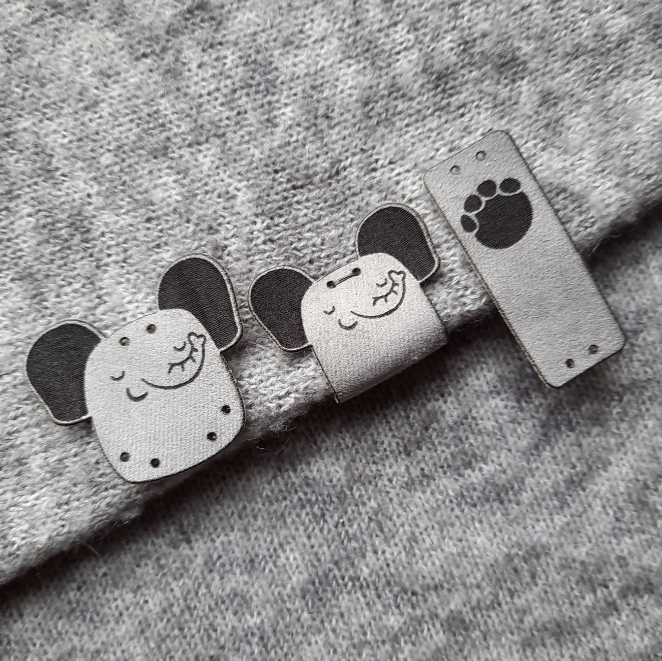 Label - Wildleder Imitat - Grau - Kleiner Elefant - 1 Stück