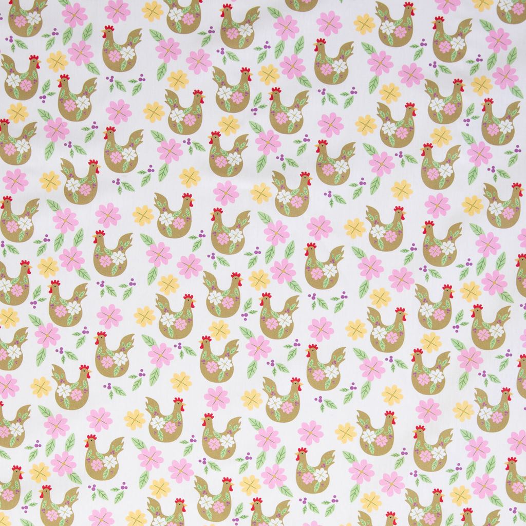 Webware - Baumwolle - Swafing - Ostern - Happy Easter - Hühner auf Weiß Webware - Baumwolle - Swafing - Ostern - Happy Easter - Hühner auf Weiß
