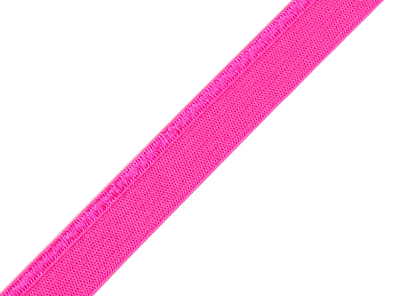 Elastisches Paspelband in Neon Pink, 11mm Breite, hochwertige Meterware aus Polyamid-Elasthan-Mix für Sportmode, Lingerie und auffällige Konturen.