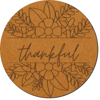 Veganes SnapPap-Nählabel mit laser-graviertem „thankful“-Schriftzug, 1 Stück, waschbares Lederpapier zum Annähen für gemütliche Hoodies und Jacken, Schnuckidu Eigenproduktion.