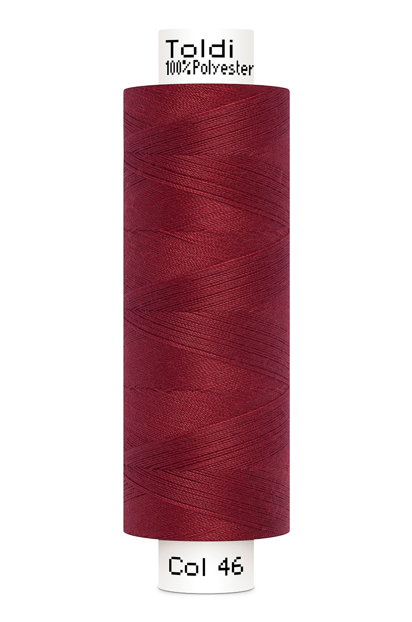 Gütermann Allesnäher Toldi 500 Meter in Dunkelrot (49) – Hochwertiges Nähgarn aus 100% Polyester für Nähmaschinen und Handarbeiten in sattem Rot.