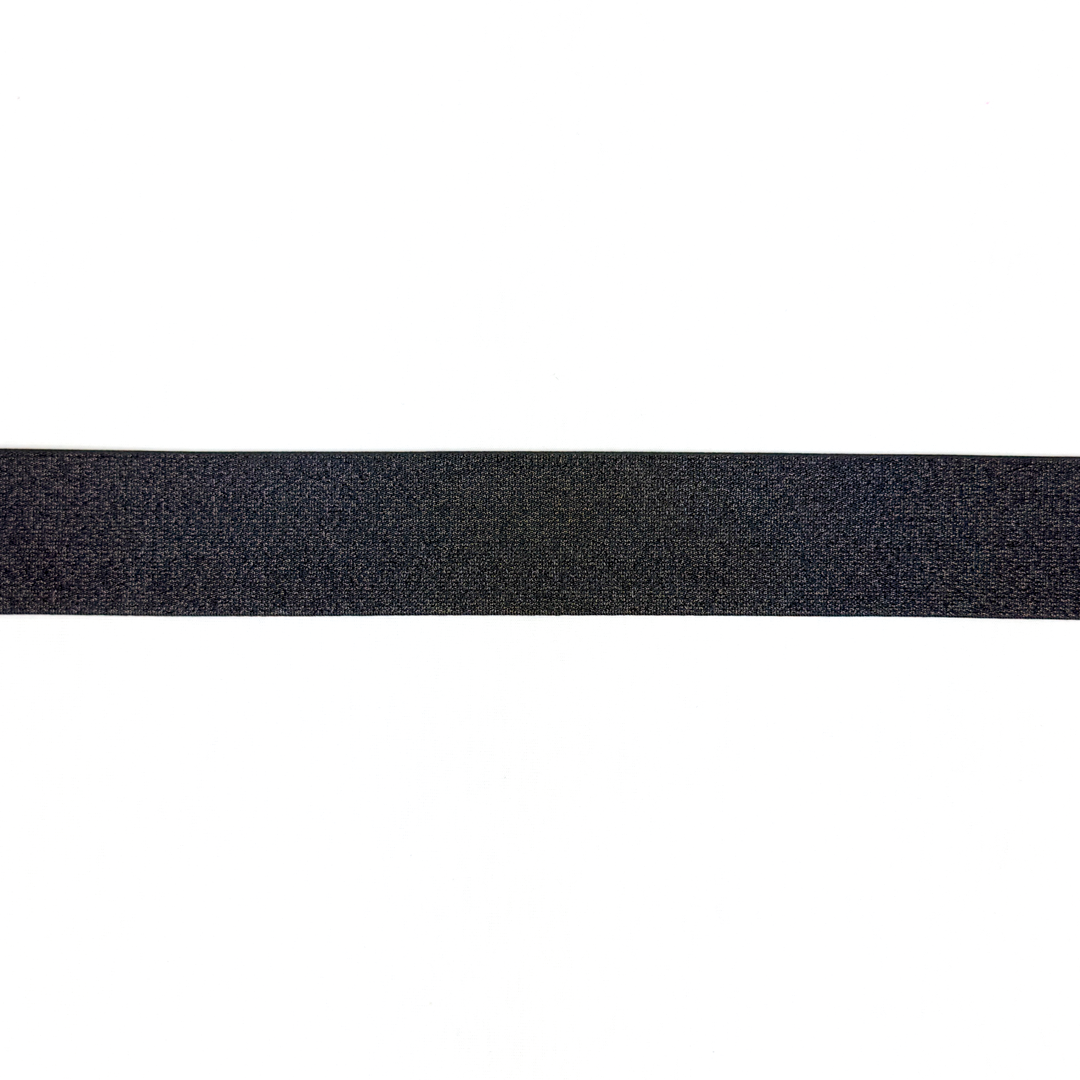 Elastisches Gummiband in Schwarz mit Glitzer-Effekt – 40 mm breit, weich und formstabil für Hosenbünde, Röcke und modische Accessoires.