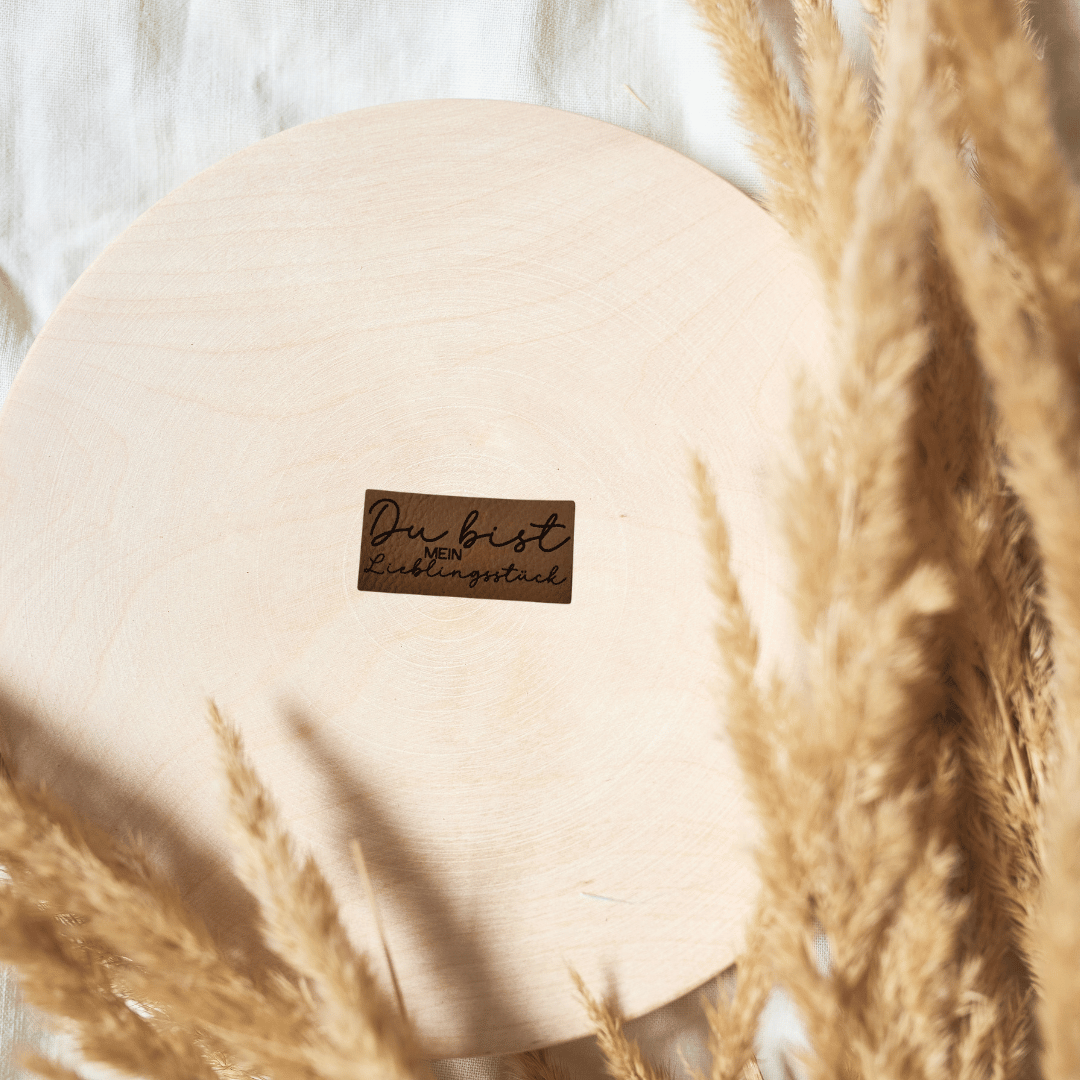 „Lieblingsstück“ Nählabel 2,4×5 cm – vegan, handmade, Schnuckidu® Kunstleder Braun/Schwarz
