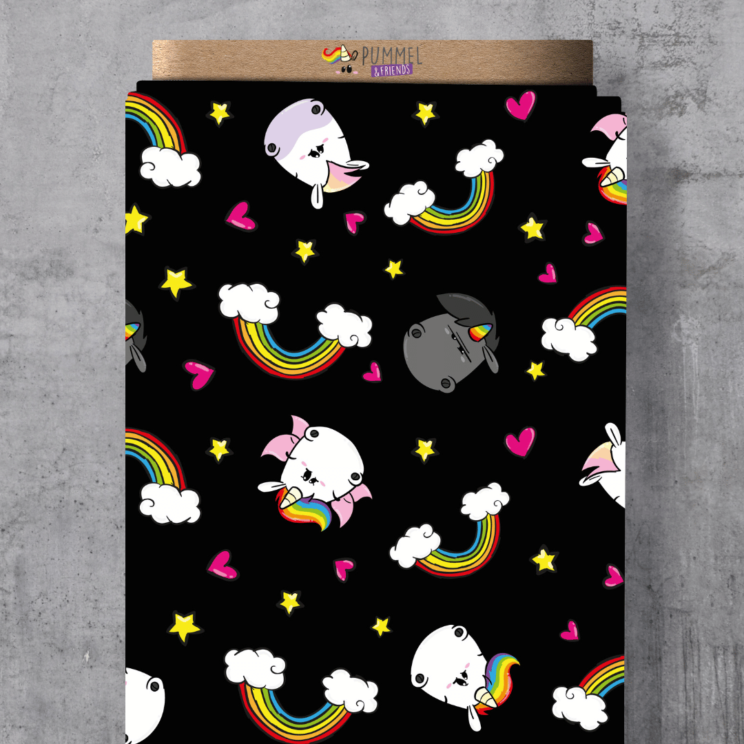 VORORDER - Lizenz Pummeleinhorn - Glitzerweltler Regenbogen - Schwarz