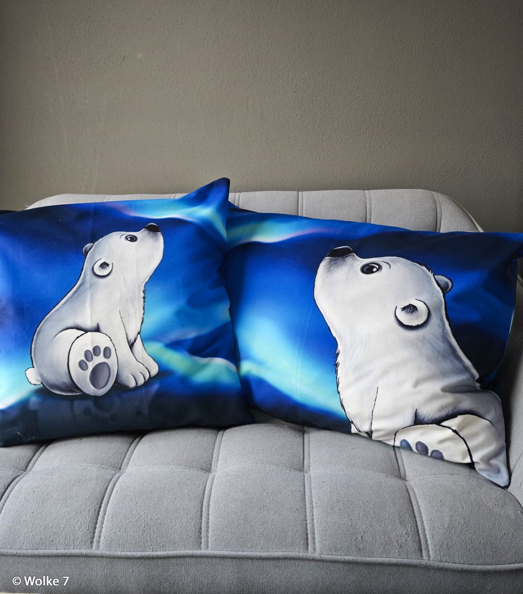 Vororder - Kissenpanel - Samt - On the Rocks by Thorsten Berger - Eisbär Polarlicht