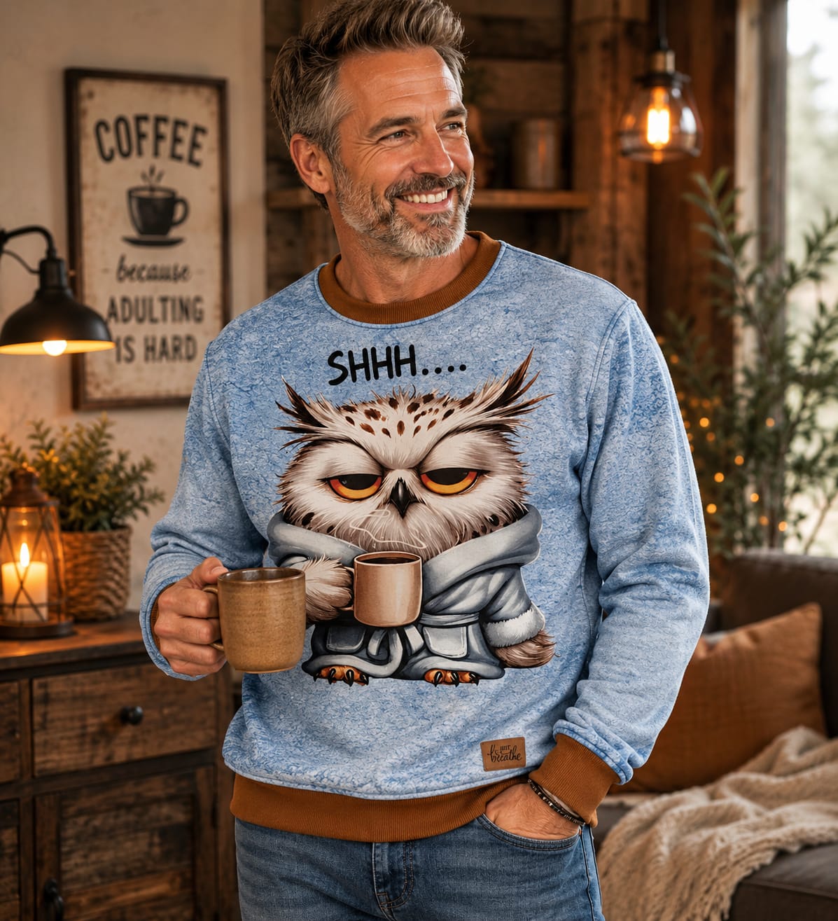 VORORDER - Panel Eigendesign  - French Terry - ca. 82x145cm - Shhh Owl