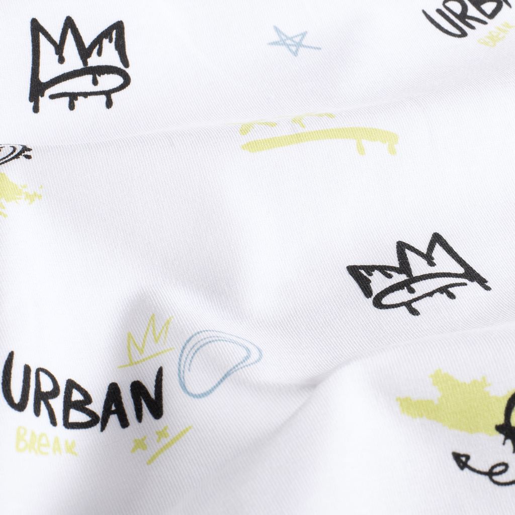  Motivjersey - Digitaldruck - Graffiti auf Weiß