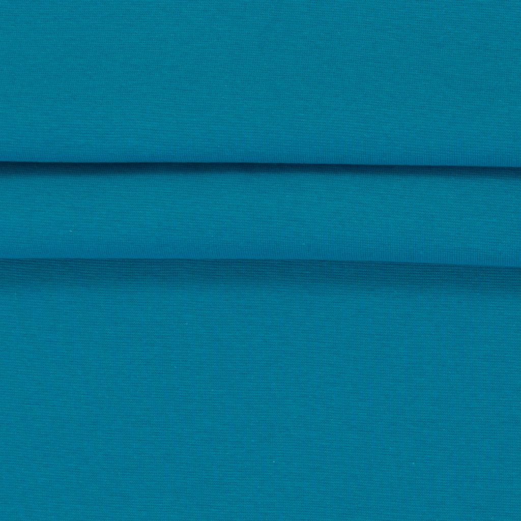 Hochwertiger Jersey Stoff in Aqua, elastischer Baumwolljersey aus 95% Baumwolle und 5% Lycra, Öko-Tex Standard 100, 210g/m², blickdicht für Kleidung und maritime Projekte
