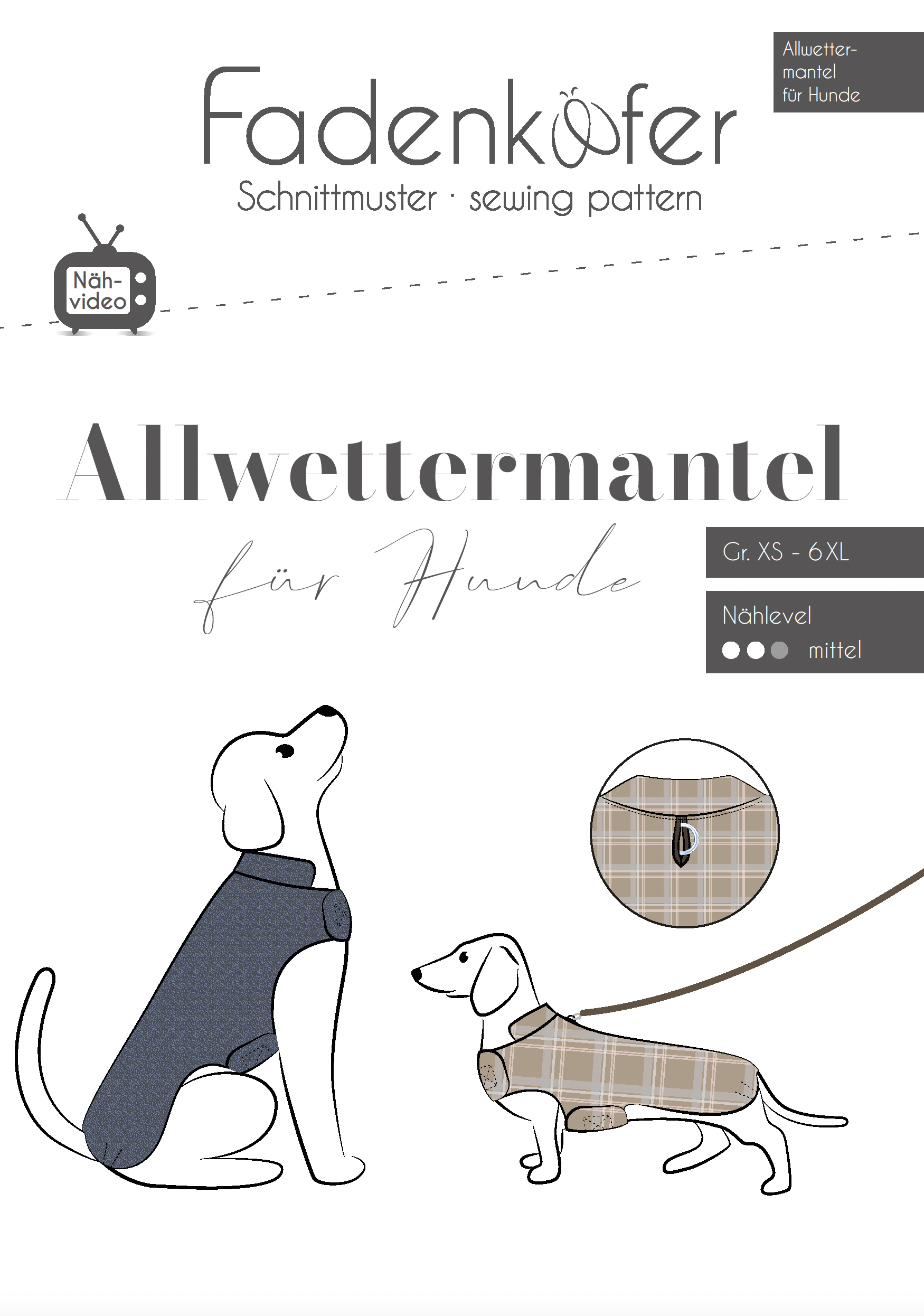 Papierschnittmuster Fadenkäfer - Allwettermantel Hunde