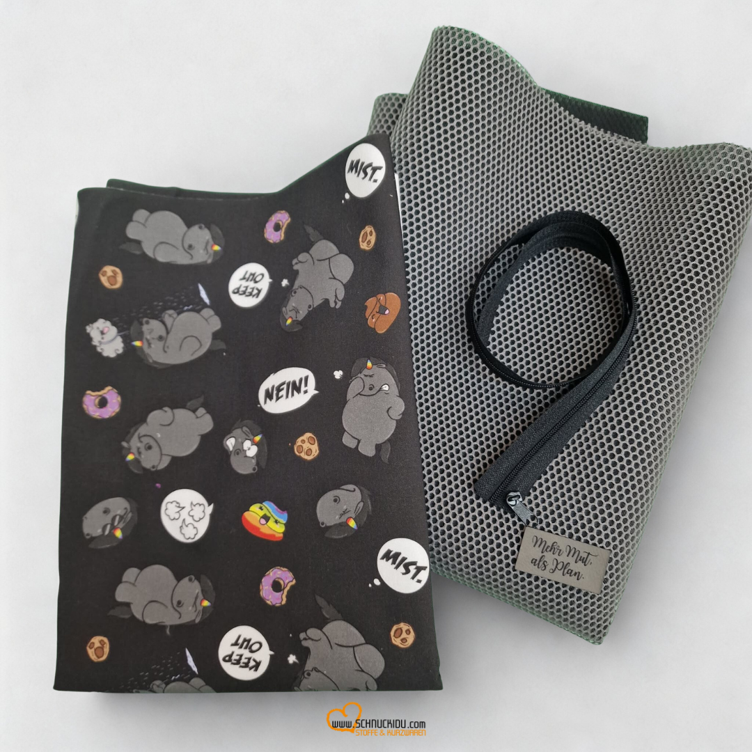 Stoffpaket  - Taschenpaket - Pummeleinhorn - Grummel Schwarz