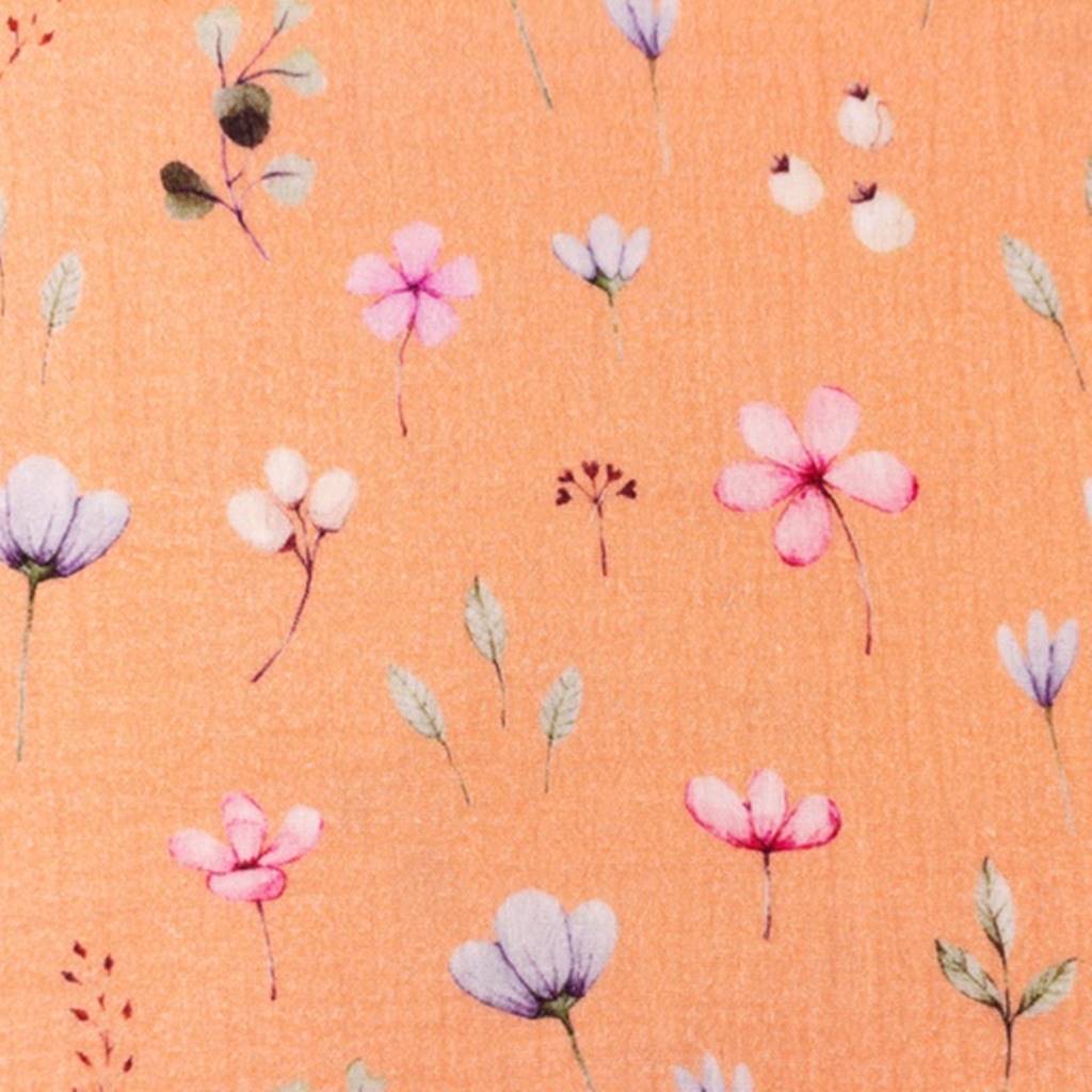 Musselin - Double Gauze - Mullstoff - Kleine Blumen auf Apricot