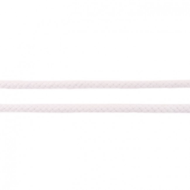 Reinweiße doppelt gewebte Baumwollkordel, 8mm Durchmesser, hochwertige Meterware für Hoodies, Sportbekleidung und maritime Nähprojekte.