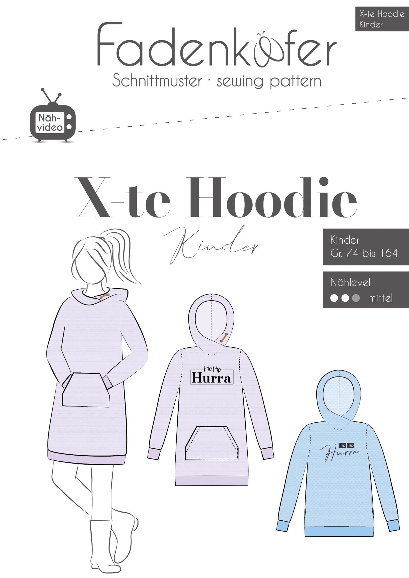 Papierschnittmuster Fadenkäfer - X-te Hoodie für Kinder