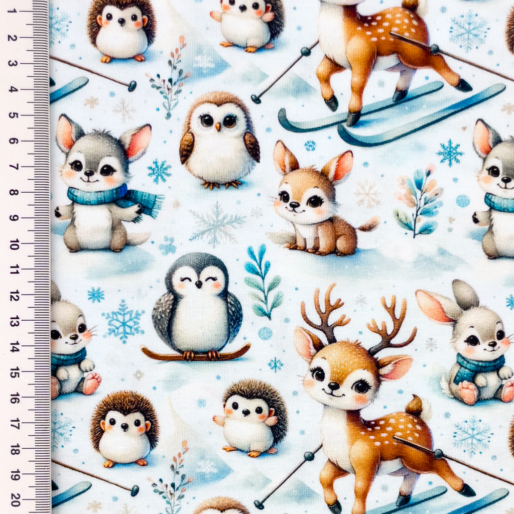 Baumwolljersey - Motivjersey - Tiere im Schnee