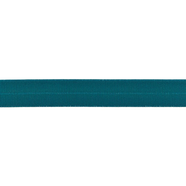 Elastisches Einfassband in mattem Petrol, 15mm Breite, hochwertige Meterware aus Polyamid-Mix für Sportmode, Lingerie und elastische Kantenabschlüsse.