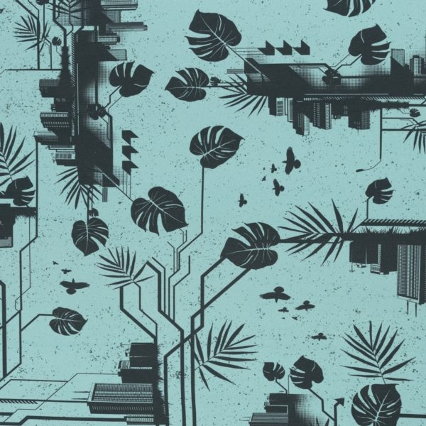 Baumwolljersey - Jersey Stoff - Swafing - Urban Jungle by Thorsten Berger - Mint - Reststück 90cm x 160cm 