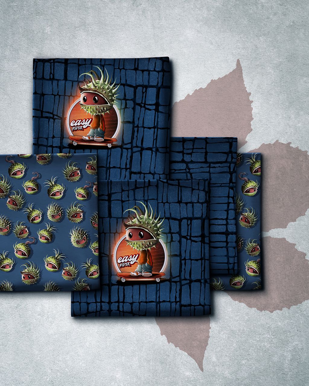 French Terry - Swafing - Chestnut Friends by Thorsten Berger - Kastanien Blau