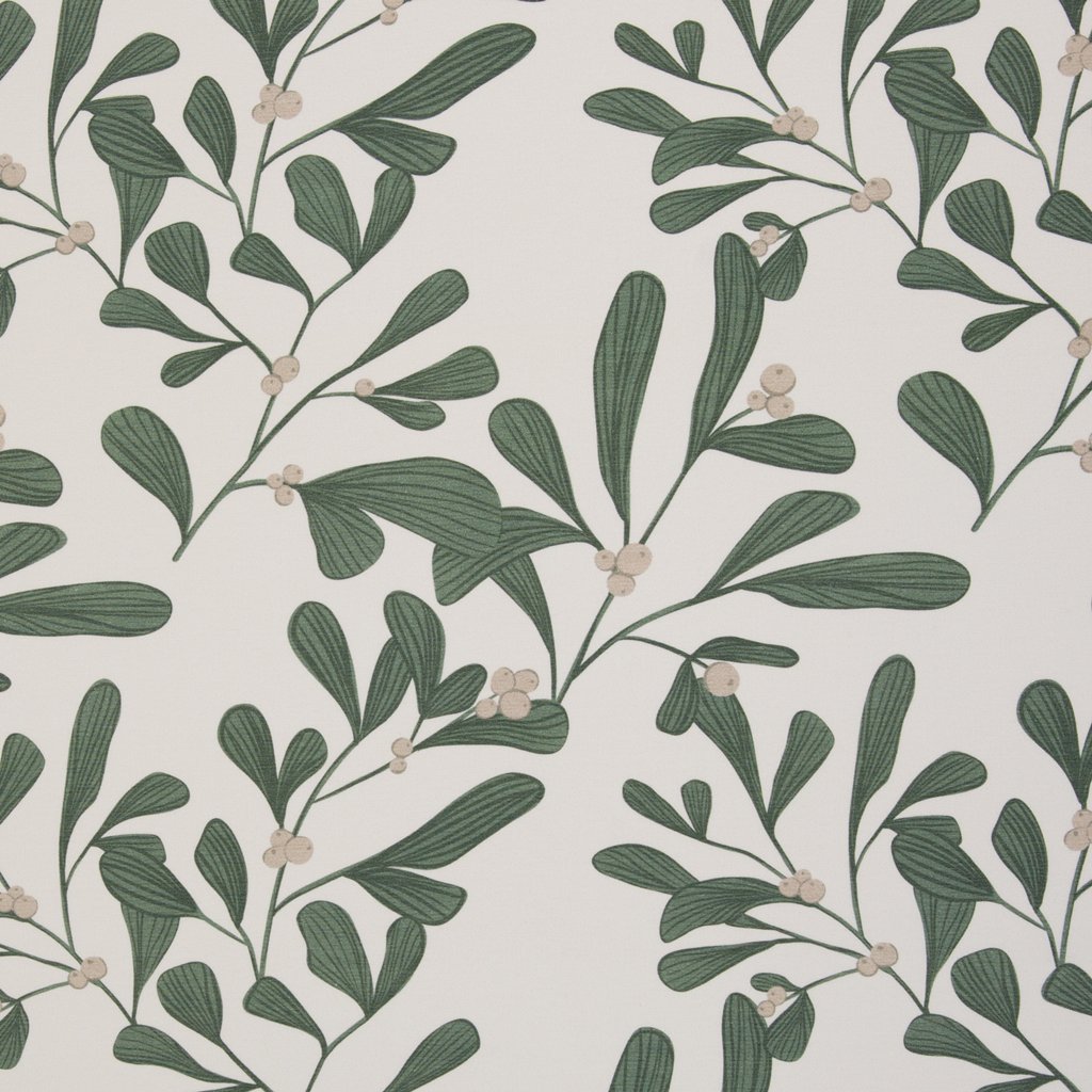 Swafing Baumwolljersey Mistletoe by Lausemia, weihnachtlicher Jersey-Stoff mit Mistelzweigen und Beeren, 95% Baumwolle 5% Elasthan, Vorbestellung