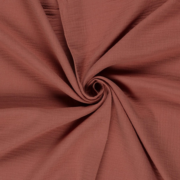 Musselin Stoff Uni Dunkles Apricot Double Gauze Baumwolle einfarbig warm