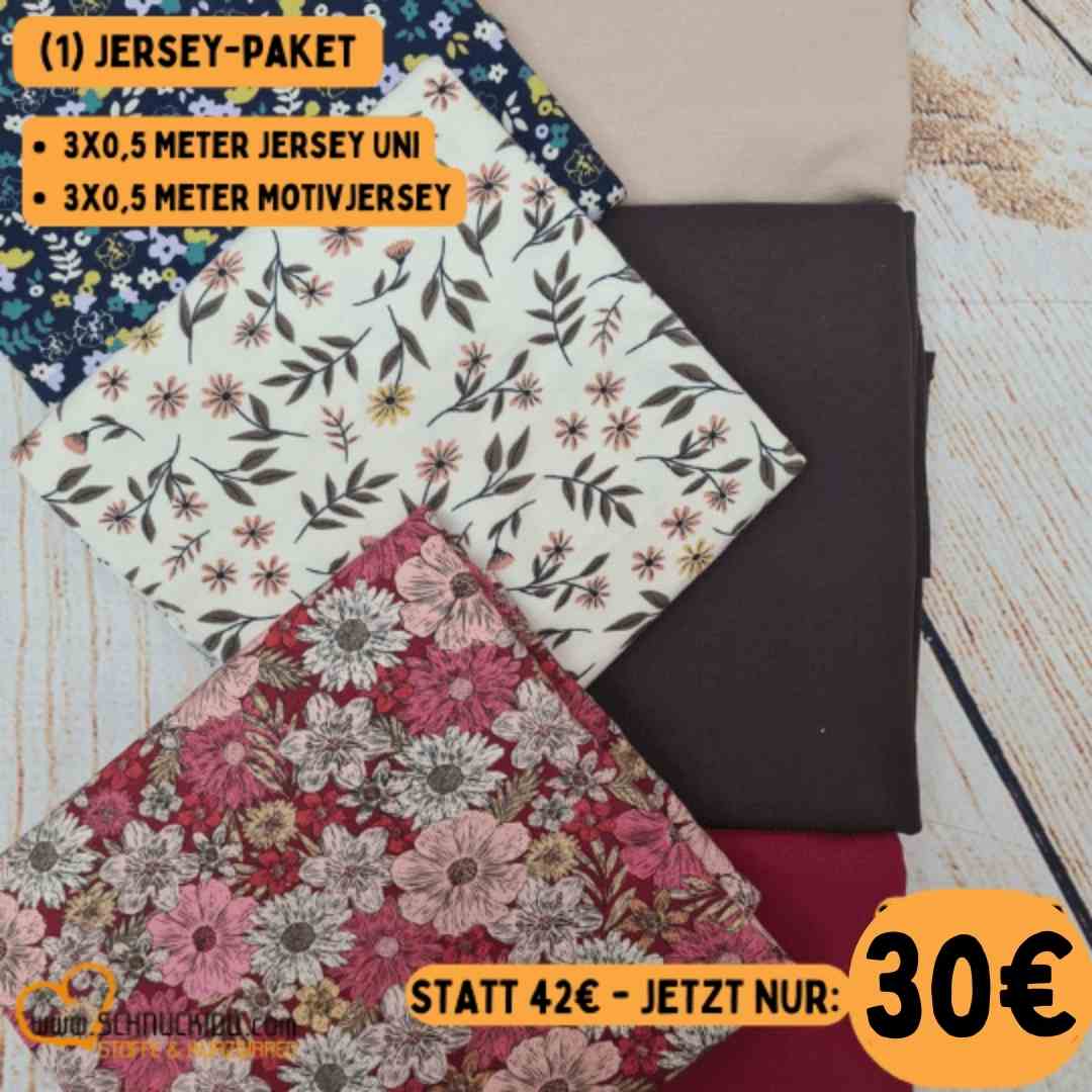 Stoffpaket - Unikat - Jerseypaket Blumen