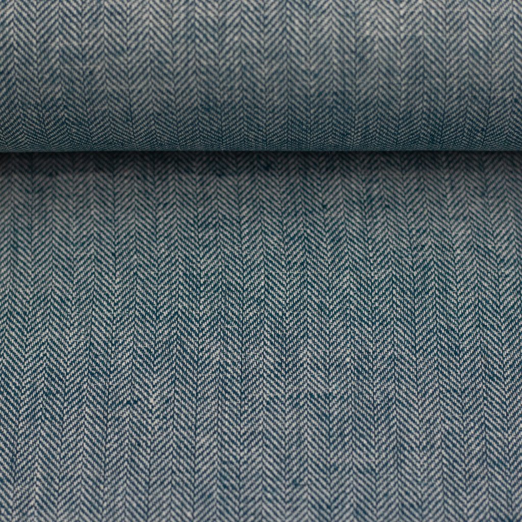 Leinen - Leinen Stoff - Swafing - Paul - Fischgrat Petrol