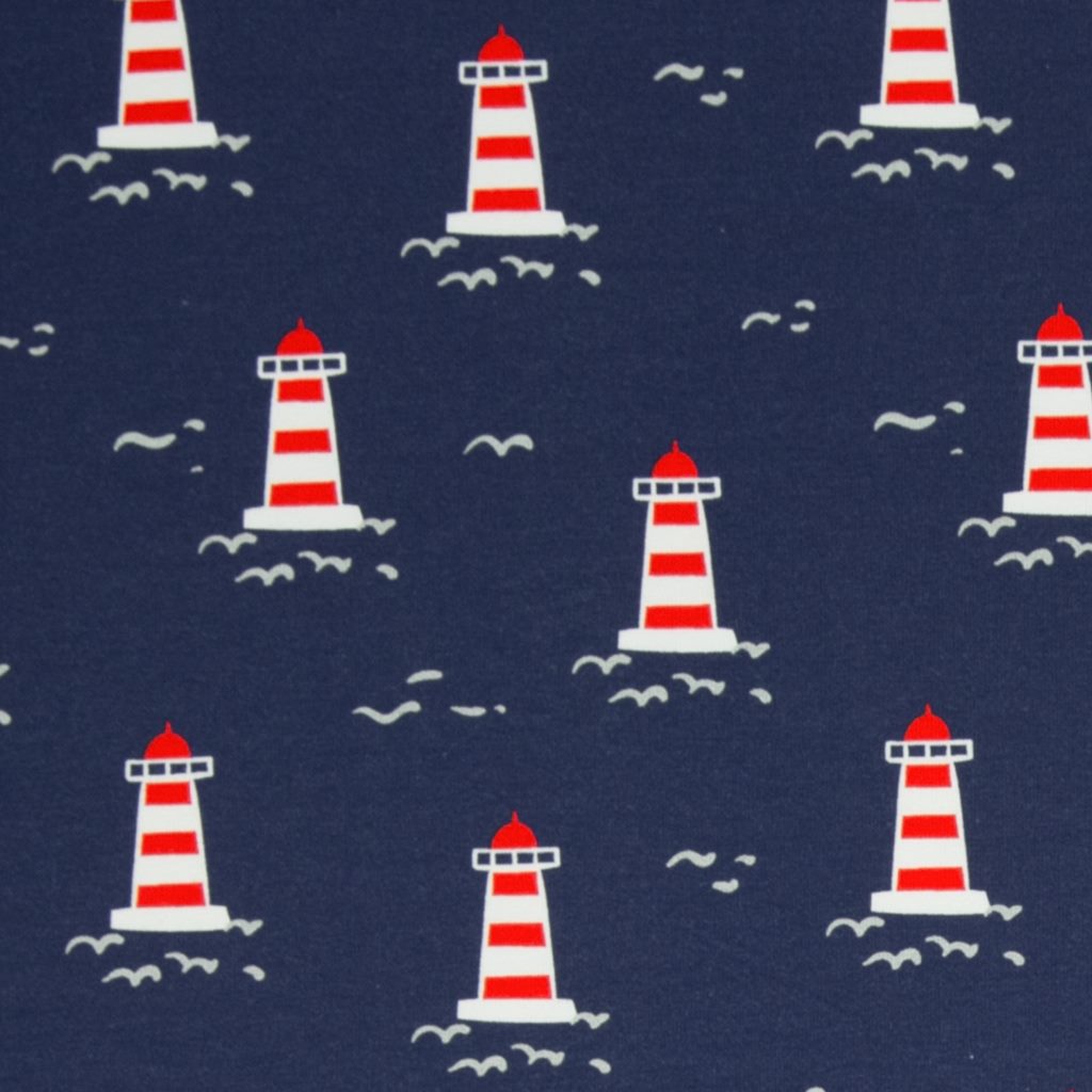 Motivjersey - Baumwolljersey - Digitaldruck - Swafing - Thilo - Maritim - Leuchttürme auf Navy