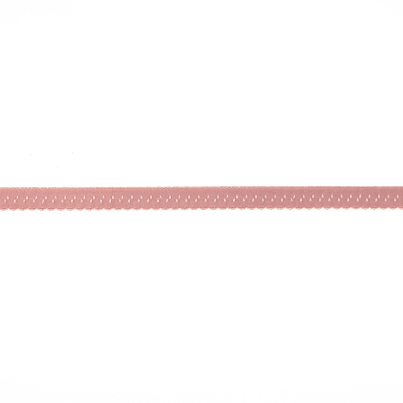 Elastisches Schrägband Luxus Polyamid - glänzend - Altrosa mit Herzchen