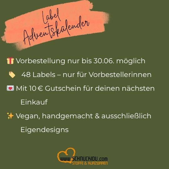 Label-Adventskalender 2025 von Schnuckidu® – 48 Handmade Nählabels aus veganem Kunstleder - Vororder