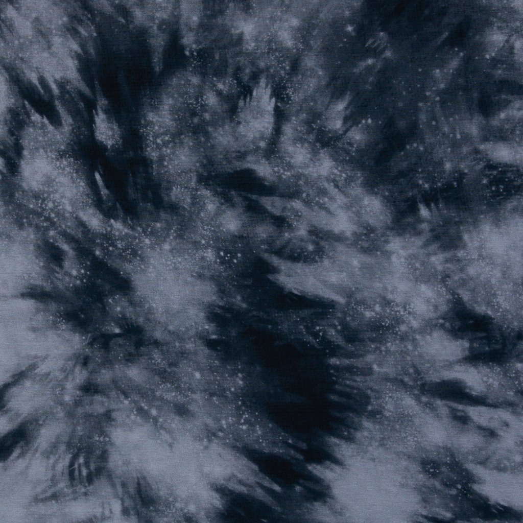 Hochwertiger Baumwolljersey Meterware "Mussel Mo Batik" von Thorsten Berger – Allover-Batikmuster in Blau und Jeansblau, 95% Baumwolle, 5% Elasthan, Öko-Tex Standard 100