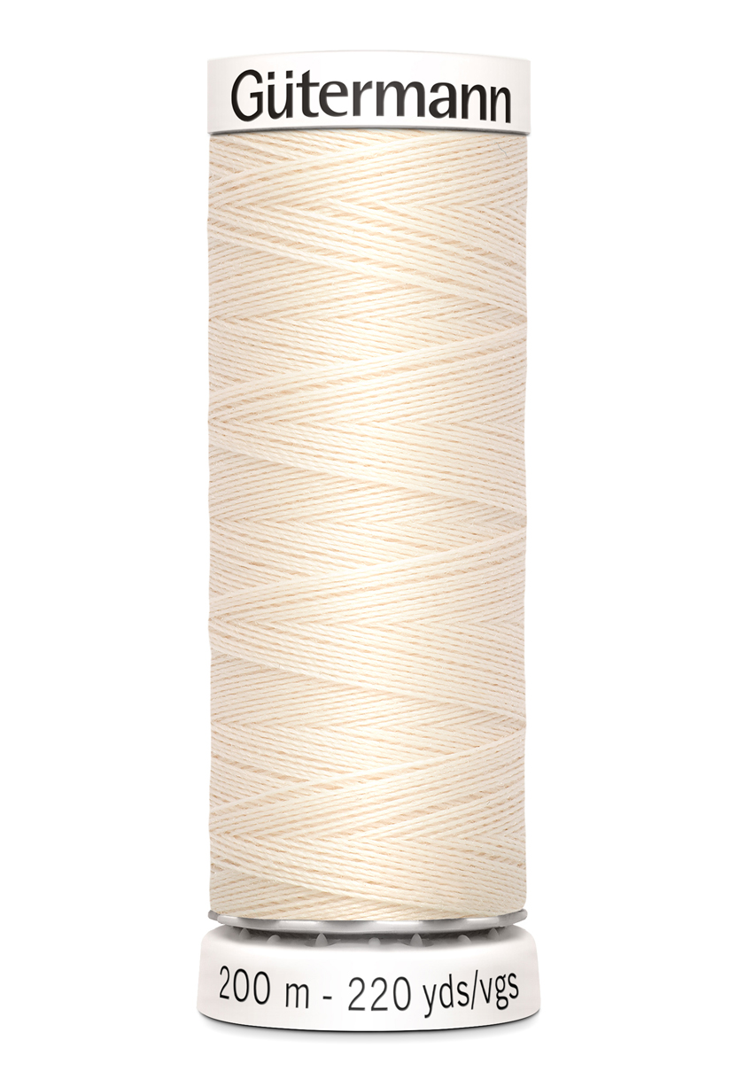 Gütermann Allesnäher 200 Meter in Hellbeige (802) – Hochwertiges Premium-Nähgarn aus 100% Polyester für alle Stoffe. Hellbeiger Allesnäher, reißfest und farbecht.