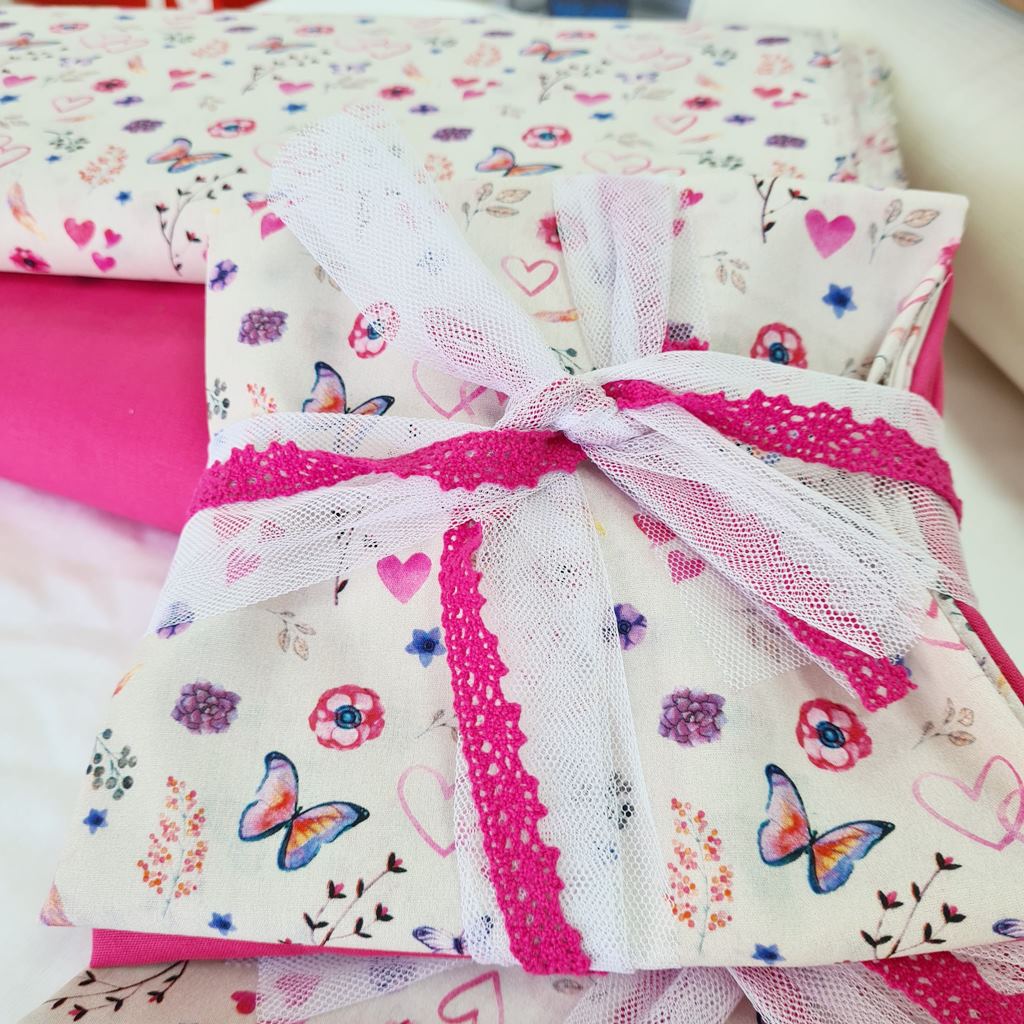 Stoffpaket  - Schnuckidu Patchworkpaket - Quiltpaket zum Schulanfang - Schmetterlinge