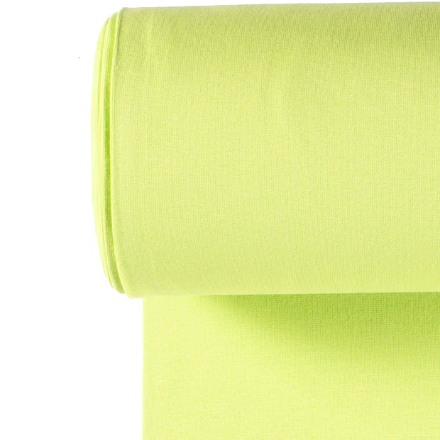 Bündchen Stoff Feinripp Uni in Limette – leuchtendes Gelb-Grün, elastisch