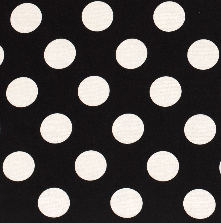 Leinen Stoff - Viskose - Halbleinen - Motiv - Dots in Schwarz Weiß