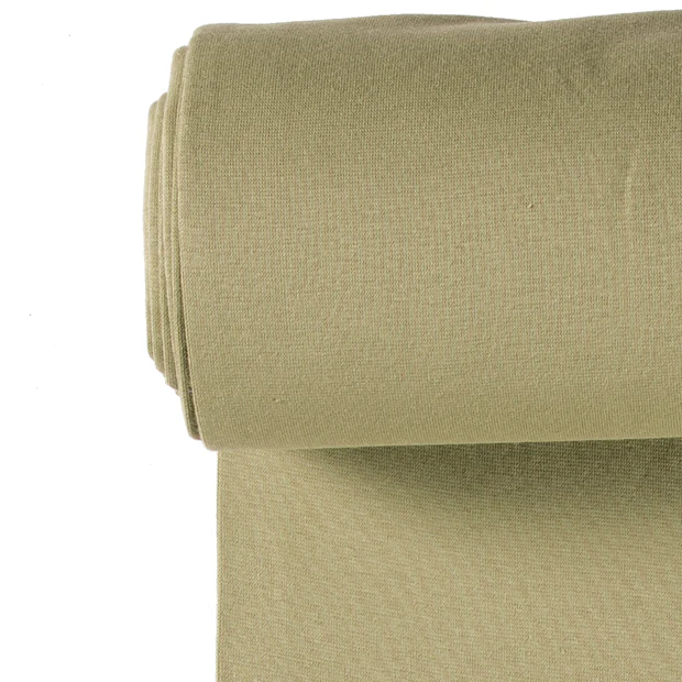 Bündchen Stoff Feinripp Uni in Olive – gedecktes Olivgrün, elastische Schlauchware