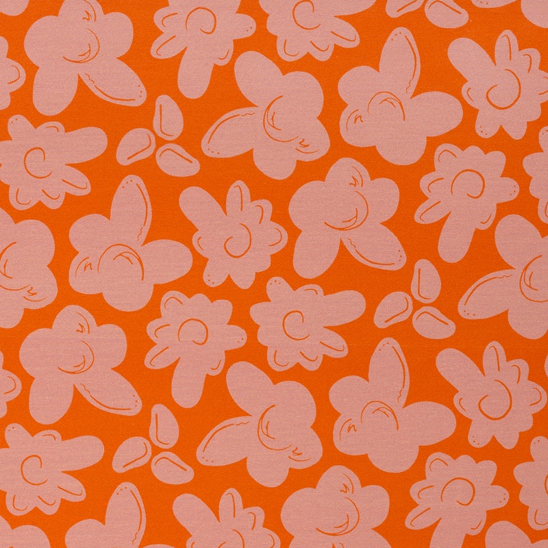Modal French Terry - Swafing - Balance by Cherry Picking - Große Blumen in Orange