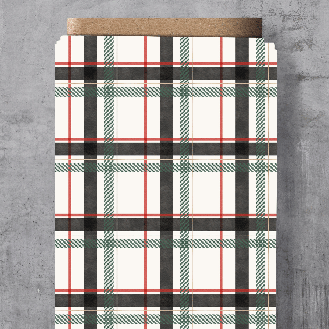Festlicher Weihnachtsstoff mit dem Schnuckidu-Eigendesign „Weihnachtskaros klein“ – klassisches, filigranes Mini-Karomuster in traditionellen Rot-,