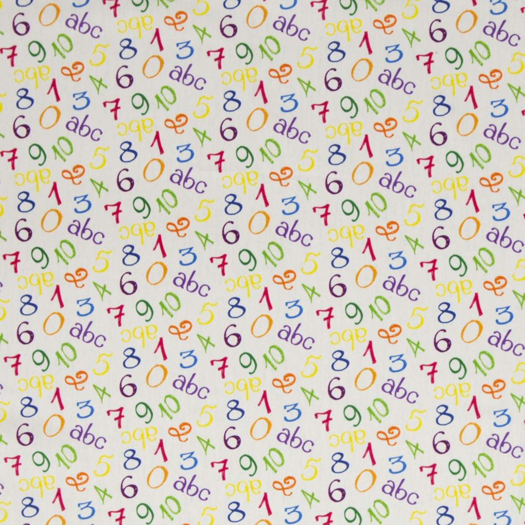 Webware - Baumwoll Stoff - Swafing - Tom - Einschulung - Schulanfang - Bunte Zahlen und Buchstaben