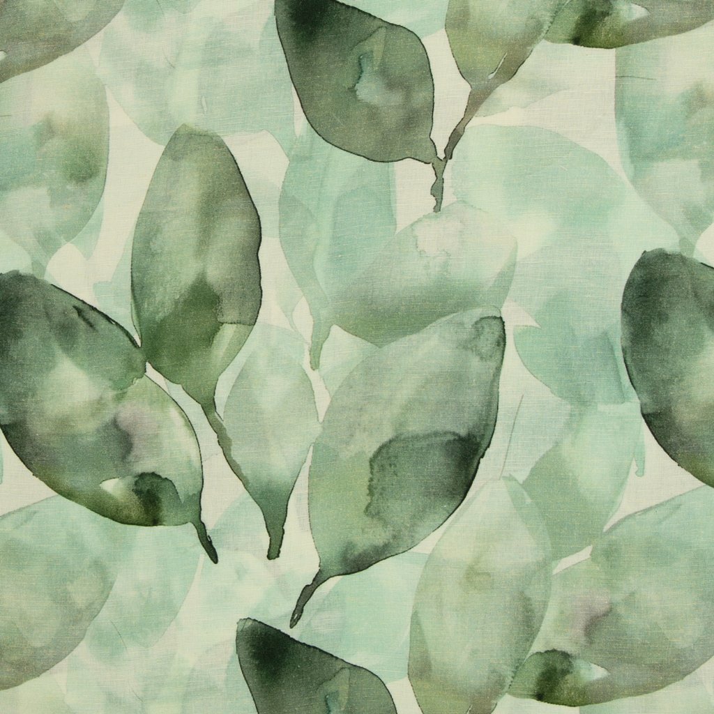 Leinen-Baumwoll-Stoff Adria von Swafing mit grünem Blättermuster – 69% Baumwolle, 31% Leinen, Öko-Tex Standard 100, leichter Webstoff für sommerliche Natur-Looks