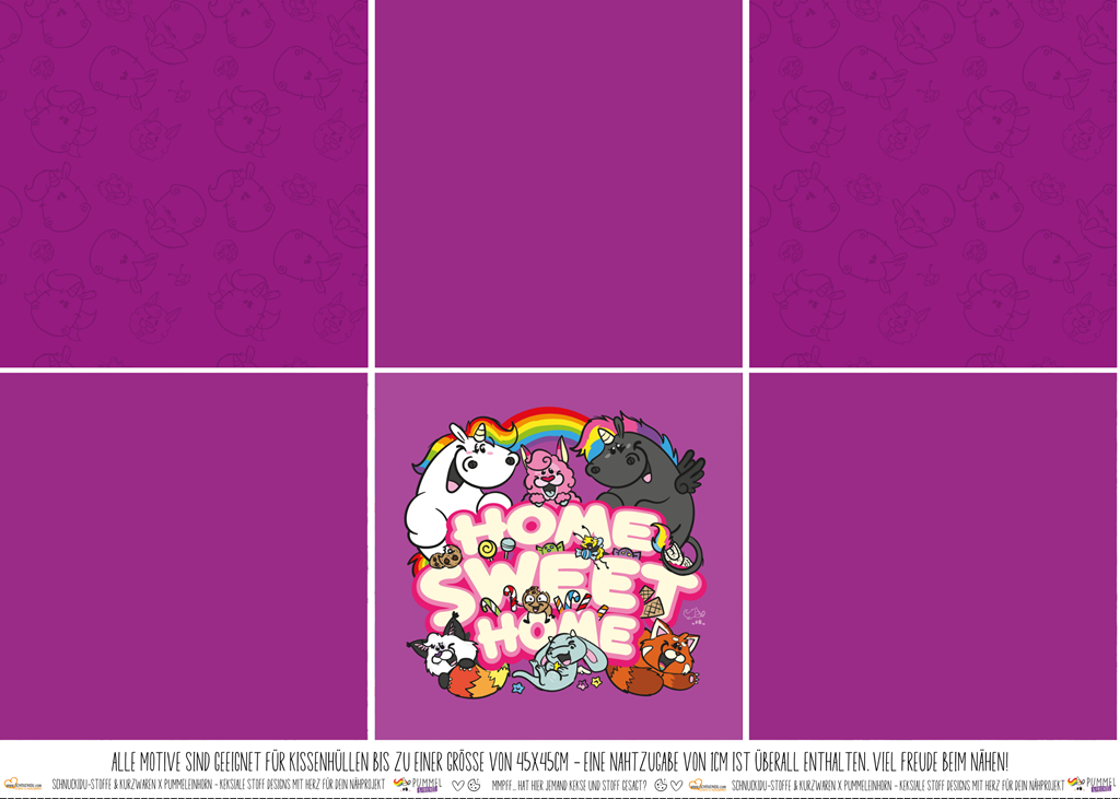 VORORDER - Kissenpanel - Pummeleinhorn - Home sweet Home