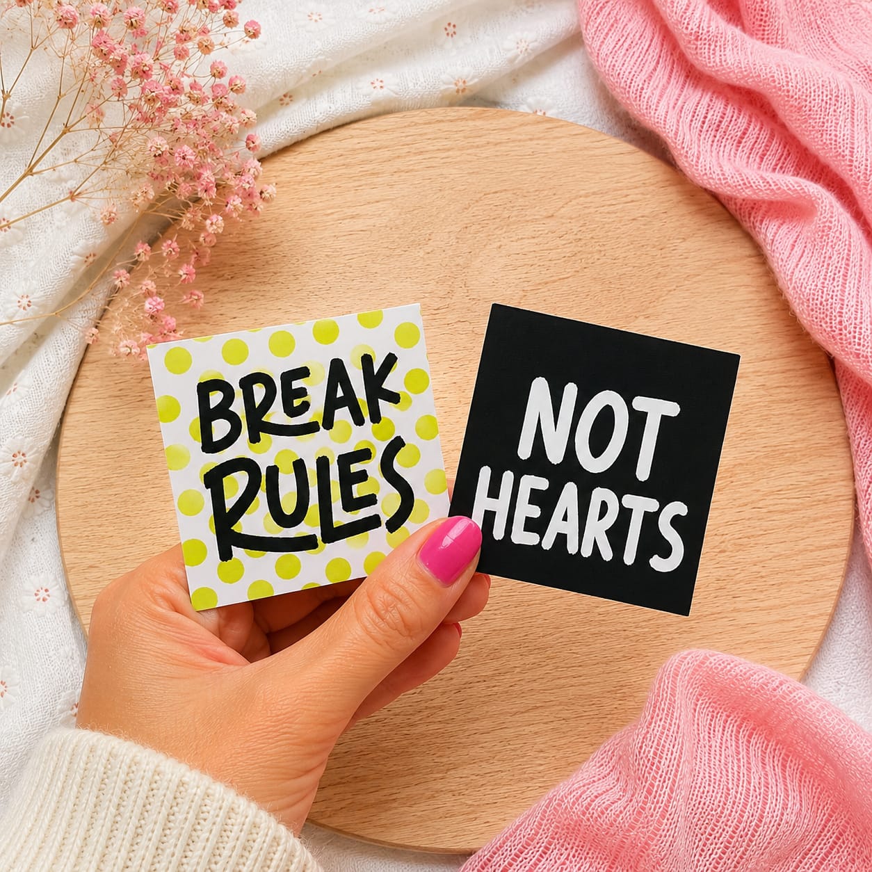 Flippatch - Cherry Picking - Wackelbild Patch - BREAK RULES NOT HEARTS  - 1 Stück