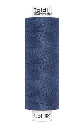 Gütermann Toldi Allesnäher Nähgarn in Jeansblau (112), 500m Spule, reißfester Universalfaden aus Polyester, ideal für Denim-Stoffe, Ausbesserungen und Nähmaschinenprojekte.