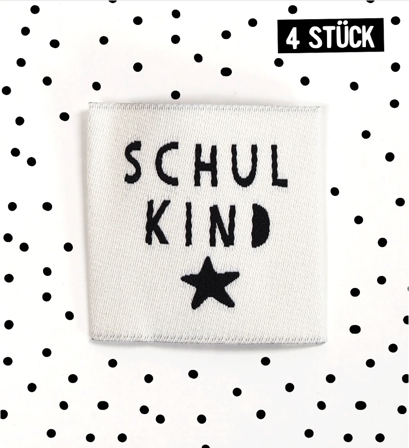 Weblabel - Paul & Clara - Schulkind - Weiß - 4 Stück
