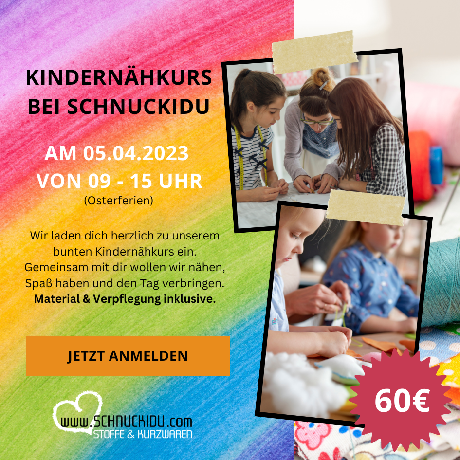 Kindernähkurs bei Schnuckidu am 05.04.2023 - Das ideale Geschenk