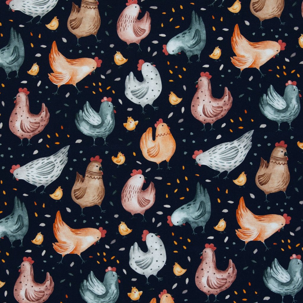 Motivjersey – Digitaldruck – Swafing - Chicken by Som Hap - Navy