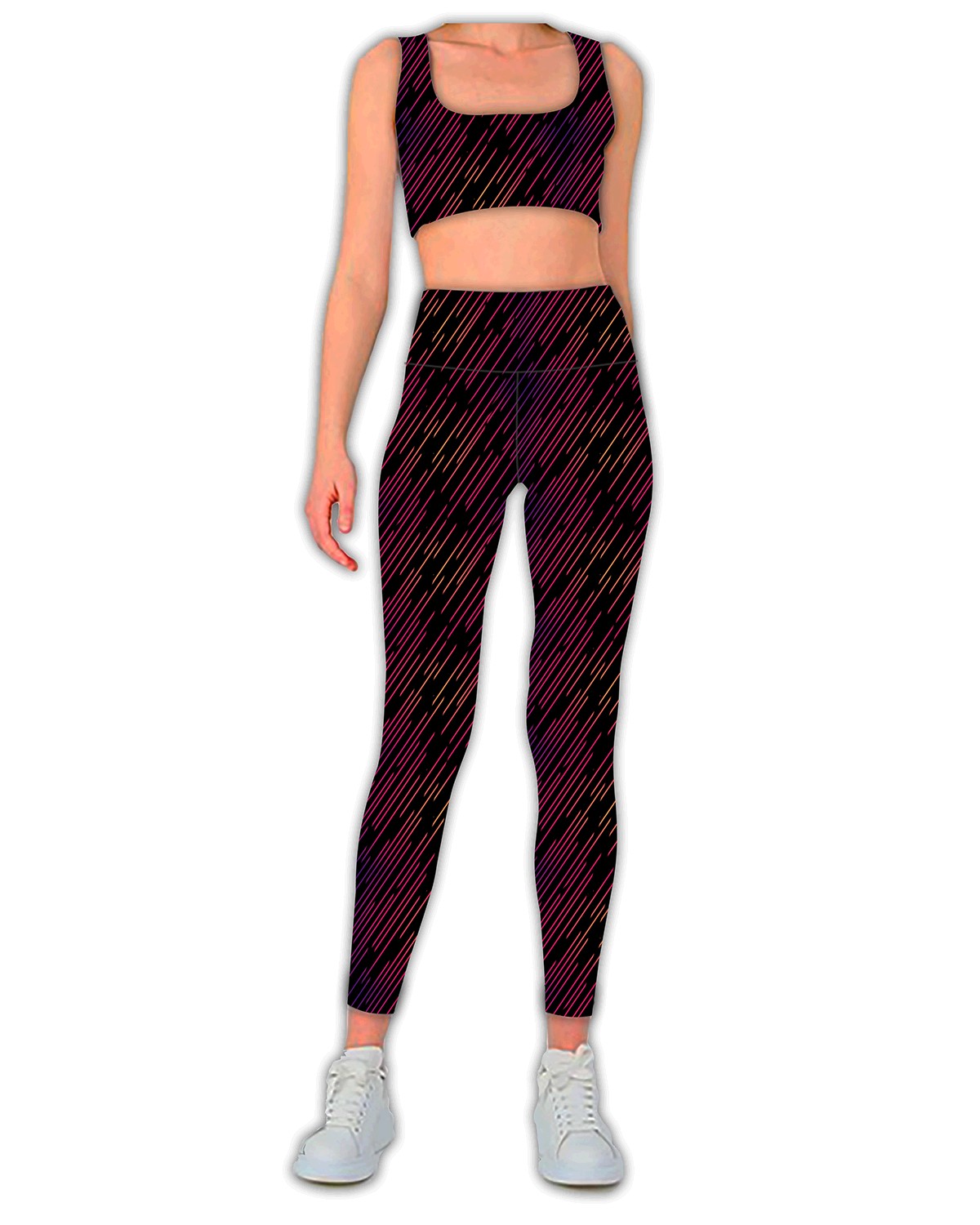 Elastischer Funktions- und Sportjersey - Streifen auf Schwarz Stoffrest 145cm
