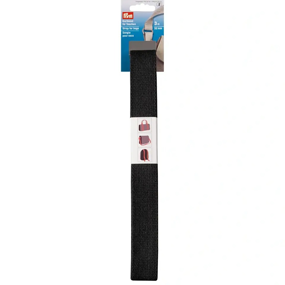 Taschengurtband - Gurtband - 30mm - Uni - Schwarz - 3m Packung