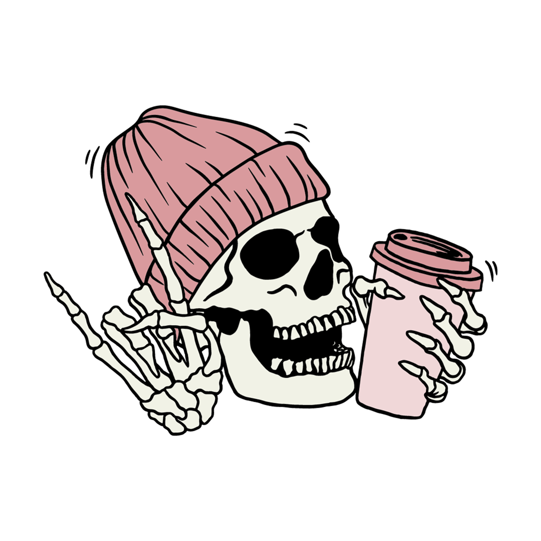 Bügelbild - Plott - Sprüche - Hipster Skull Kaffee - 10,5cm x 7,5cm