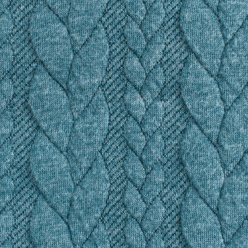 Jacquardjersey - Edles Zopfmuster - Petrol Melange